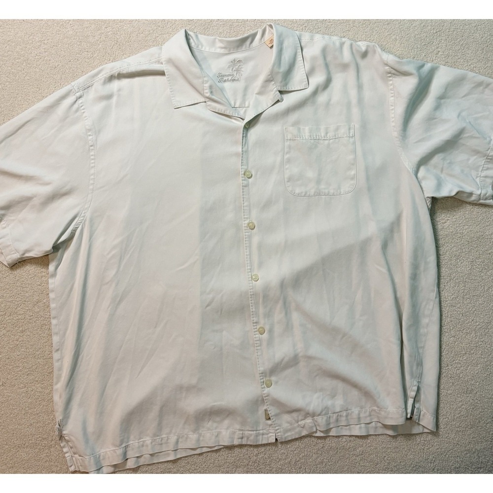 Tommy Bahama Mens 3XB Silk Short Sleeve Button Down Camp Shirt Tan/Linen Color
